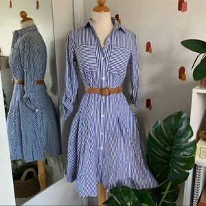 MICHAEL KORS Striped Button Down Dress (BELT NOT INCLUDED)